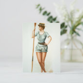 ヴィンテージの女性漕ぎ手とオール ポストカード (スタンド正面)