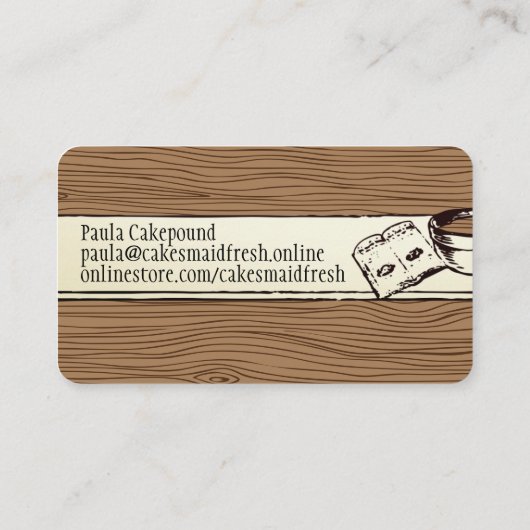 ヴィンテージの女性用ベーカリーベーキングケーキパイ 名刺 (裏面)
