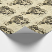 ヴィンテージの女性，ファンタジーかつらフルーツ，野菜 ラッピングペーパー (角)