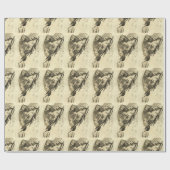 ヴィンテージの女性，ファンタジーかつらフルーツ，野菜 ラッピングペーパー (フラット)