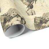 ヴィンテージの女性，ファンタジーかつらフルーツ，野菜 ラッピングペーパー (ロールコーナー)