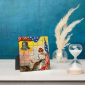 ヴィンテージの女性、ワシ、旗と自由の鐘のモザイク フォトプラーク (インサイチュ)