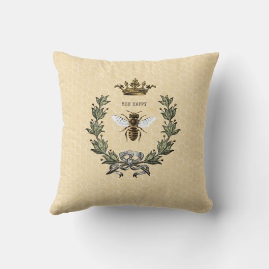 ヴィンテージの女王バチの王冠およびリース クッション (裏面)