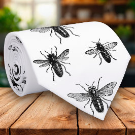 ヴィンテージの女王バチ及び働く蜂のイラストレーション ネクタイ