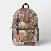 ヴィンテージの女王ワンダーランドのハート プリントバックパック (正面)