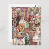 ヴィンテージの女王ワンダーランドのハート ポストカード (正面/裏面)