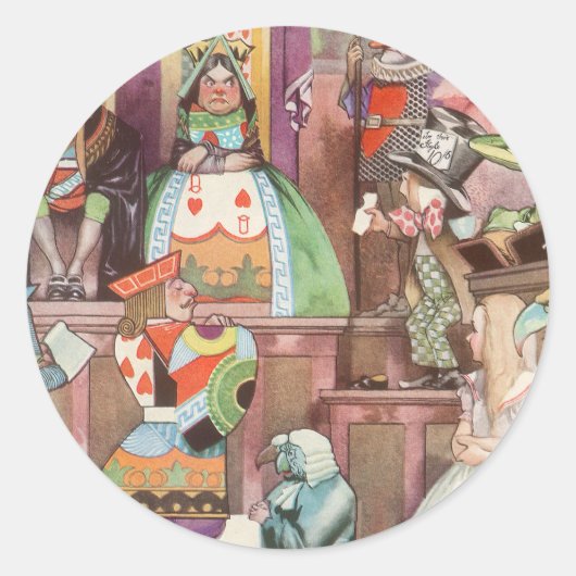 ヴィンテージの女王ワンダーランドのハート ラウンドシール (正面)