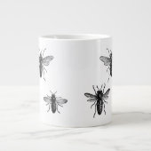 ヴィンテージの女王蜂と働き蜂のイラスト ジャンボコーヒーマグカップ (正面)