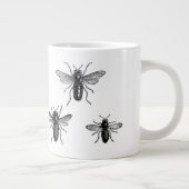 ヴィンテージの女王蜂と働き蜂のイラスト ジャンボコーヒーマグカップ (右)