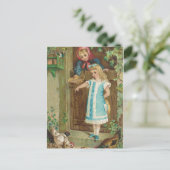 ヴィンテージの女食べ物を与えの子 ポストカード (スタンド正面)