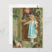 ヴィンテージの女食べ物を与えの子 ポストカード (正面/裏面)