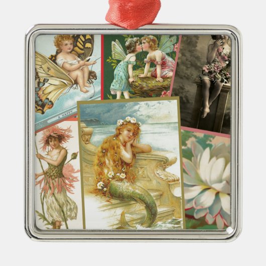 ヴィンテージの妖精および人魚 メタルオーナメント (正面)