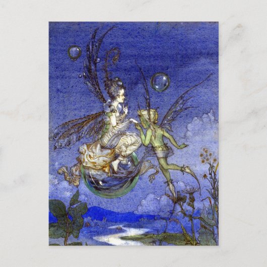 ヴィンテージの妖精がバブルに ポストカード (正面)