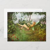 ヴィンテージの妖精がSwingはがき上に ポストカード (正面/裏面)