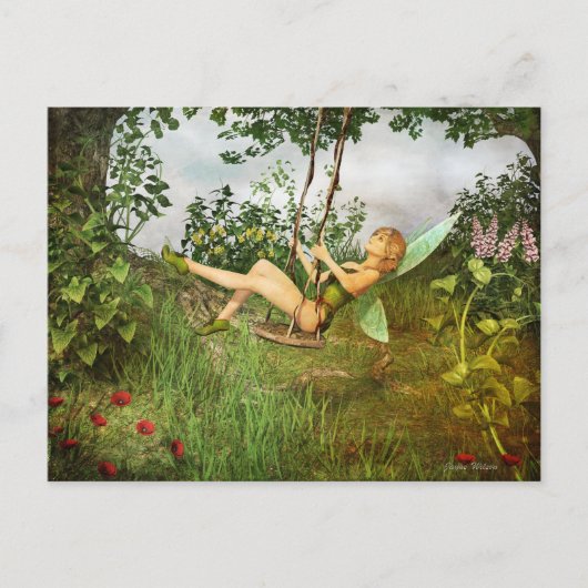 ヴィンテージの妖精がSwingはがき上に ポストカード (正面)