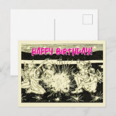 ヴィンテージの妖精たちのグループと一緒に誕生日おめでとう ポストカード (正面/裏面)