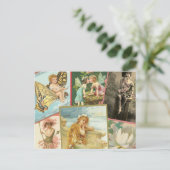 ヴィンテージの妖精と人魚 ポストカード (スタンド正面)