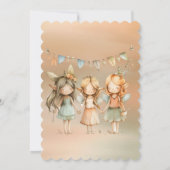 ヴィンテージの妖精と友人の女の子の誕生日パーティー 招待状 (裏面)