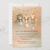 ヴィンテージの妖精と友人の女の子の誕生日パーティー 招待状 (正面)