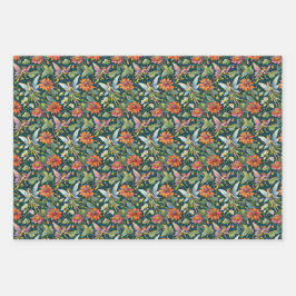 ヴィンテージの妖精と花模様 ラッピングペーパーシート