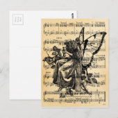 ヴィンテージの妖精と音楽 ポストカード (正面/裏面)