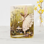 ヴィンテージの妖精に"あなたの考えることは"梳きます カード (黄色い花)