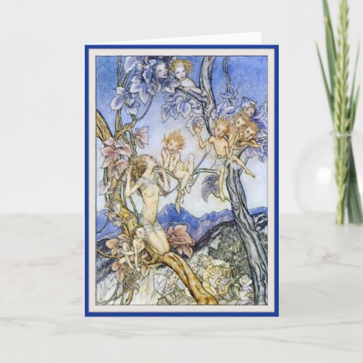 ヴィンテージの妖精の国及び妖精の国の子供-挨拶状 カード (正面)