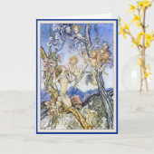 ヴィンテージの妖精の国及び妖精の国の子供-挨拶状 カード (黄色い花)