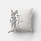 ヴィンテージの妖精の天使のクッションは白黒を置きます クッション (裏面)
