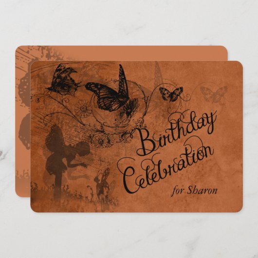ヴィンテージの妖精の庭のカスタムな誕生日の招待 招待状 (正面/裏面)
