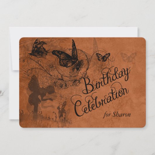 ヴィンテージの妖精の庭のカスタムな誕生日の招待 招待状 (正面)