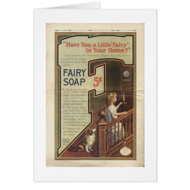 ヴィンテージの妖精の石鹸の広告、 (正面)