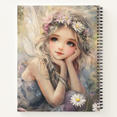 ヴィンテージの妖精の芸術と花の冠とデイジー ノートブック (裏面)