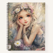 ヴィンテージの妖精の芸術と花の冠とデイジー ノートブック (正面)