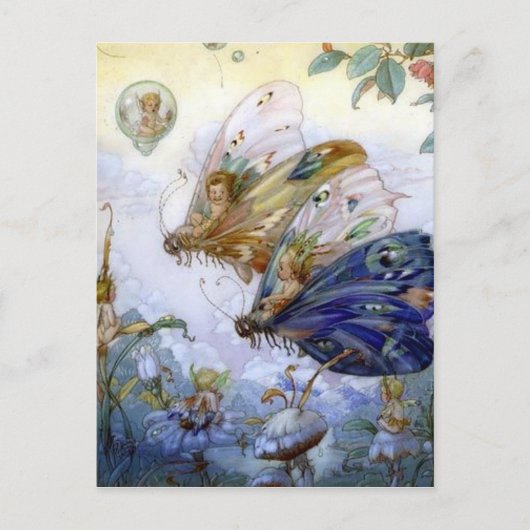 ヴィンテージの妖精の飛行士 ポストカード (正面)