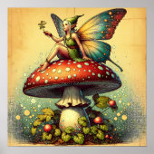 ヴィンテージの妖精オンレトロキノコ童話 ポスター (正面)