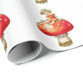 ヴィンテージの妖精キノコの上に、レトロアートプリント ラッピングペーパー (ロールコーナー)