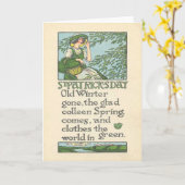 ヴィンテージの娘の春のシャムロックのセントパトリックの日 カード (黄色い花)