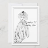 ヴィンテージの婚礼衣裳のブライダルシャワー古い何か 招待状 (正面)