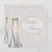 ヴィンテージの婚礼衣裳のペイズリーのレースのブライダルシャワー 招待状 (正面/裏面)