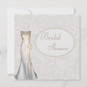 ヴィンテージの婚礼衣裳のペイズリーのレースのブライダルシャワー 招待状 (正面)