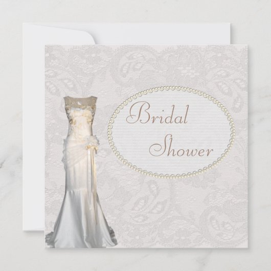 ヴィンテージの婚礼衣裳のペイズリーのレースのブライダルシャワー 招待状 (正面)