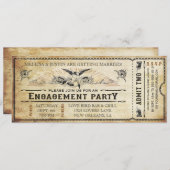 ヴィンテージの婚約パーティのチケットの招待状 招待状 (正面/裏面)