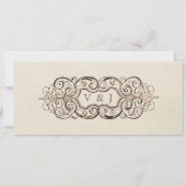 ヴィンテージの婚約パーティのチケットの招待状III 招待状 (裏面)