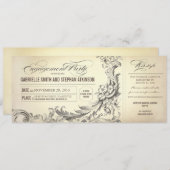 ヴィンテージの婚約パーティー招待状チケット 招待状 (正面/裏面)