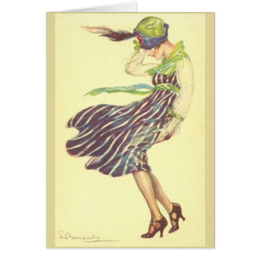 ヴィンテージの婦人は風の強い日に (正面)