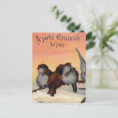 ヴィンテージの嬉しいクリスマスの鳥 シーズンポストカード (スタンド正面)