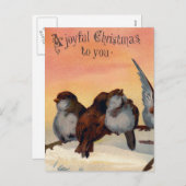 ヴィンテージの嬉しいクリスマスの鳥 シーズンポストカード (正面/裏面)