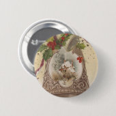 ヴィンテージの嬉しいクリスマスベル 缶バッジ (正面&裏面)