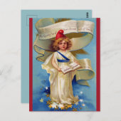 ヴィンテージの子が私の国を歌う ポストカード (正面/裏面)